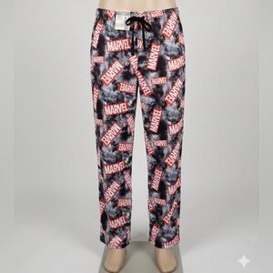 Marvel Men's Black and Red Logo Pajama Pants